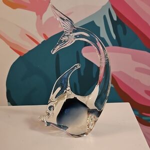 Vintage FORMIA Hand Blown Murano Glass Dolphin Fish Paperweight Sculpture Figure